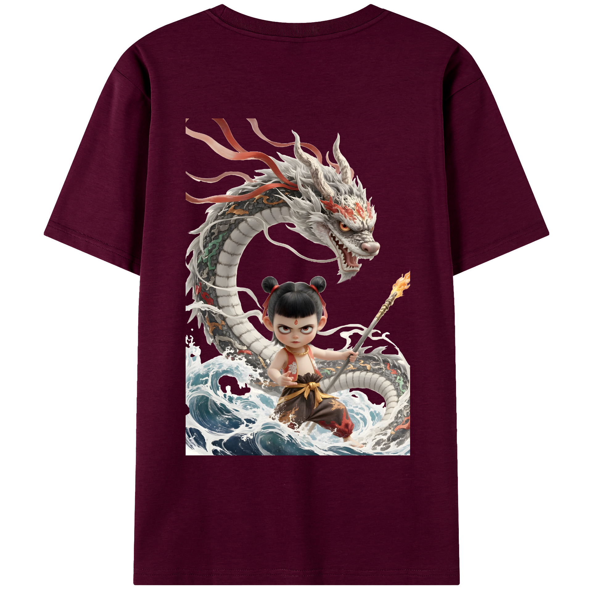 （画像用） Ne Zha 2 ナタ 魔童の大暴れ レディース半袖Tシャツ(バックプリント)